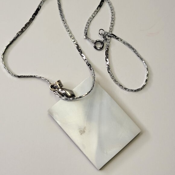 Mens Abalone Pendant Chain Rectangular Genuine Abalone Pendant Necklace - Picture 3 of 5